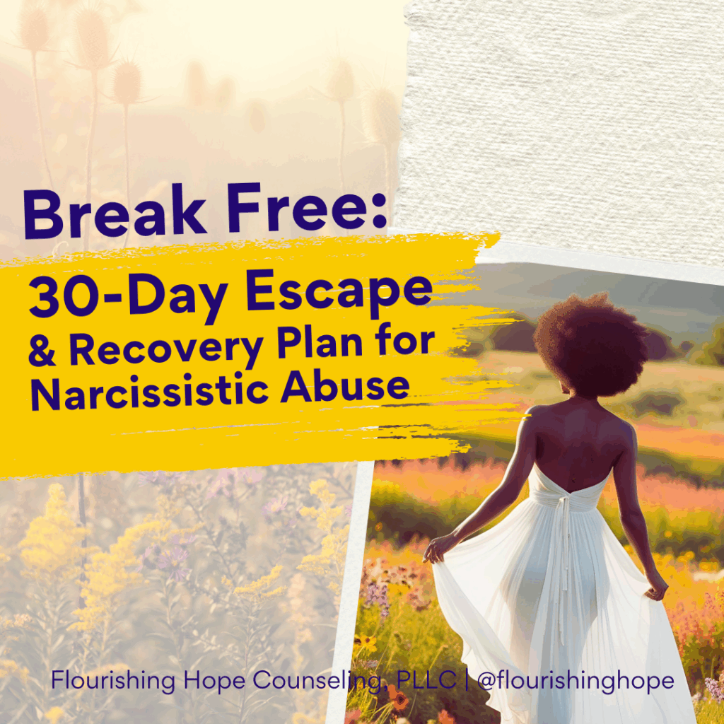 Make an image of an African American woman with an afro walking away into a colorful field of wild flowers.